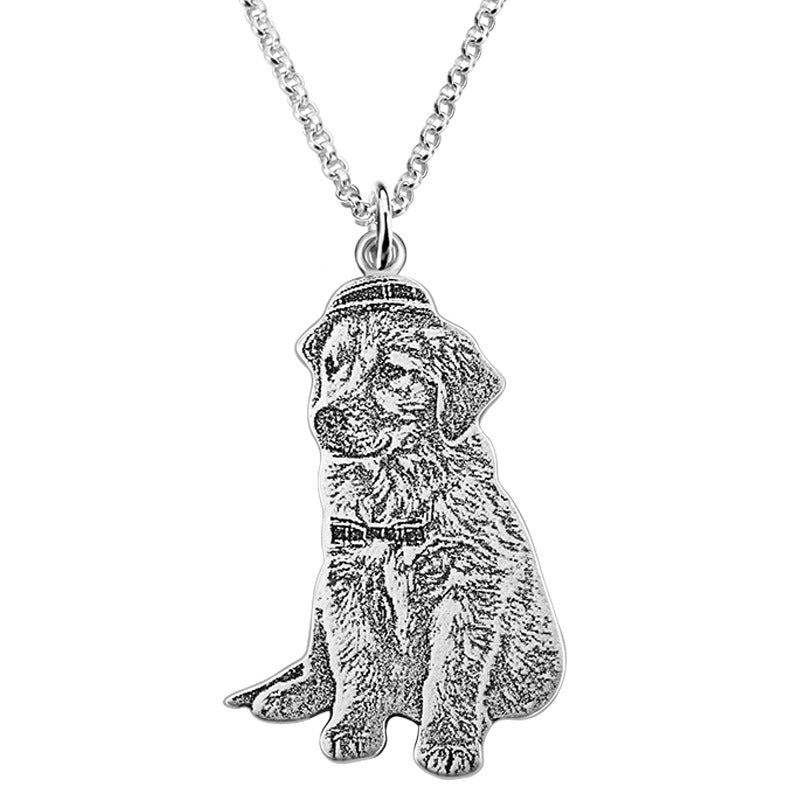 925 Silver Customized Animal Photo Necklace