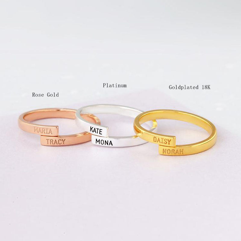 Couple Custom Name Ring Gold Plated