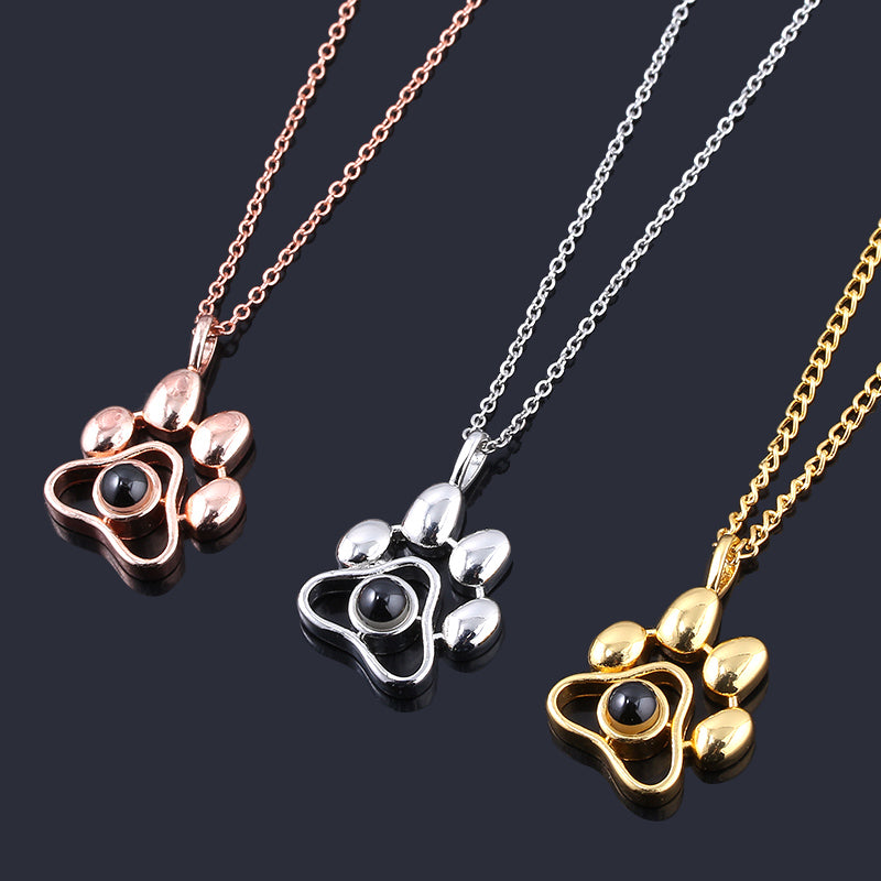 Footprint Color Photo Projection Necklace