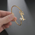 Custom Bangle Bracelet with Pearl Accent