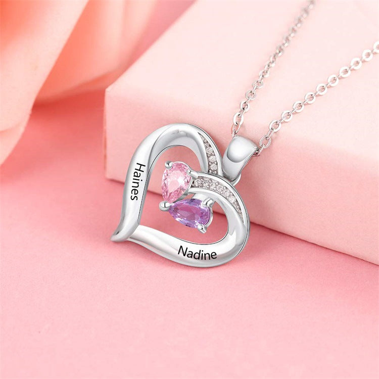 Heart-shaped Custom Gem Pendant Necklace
