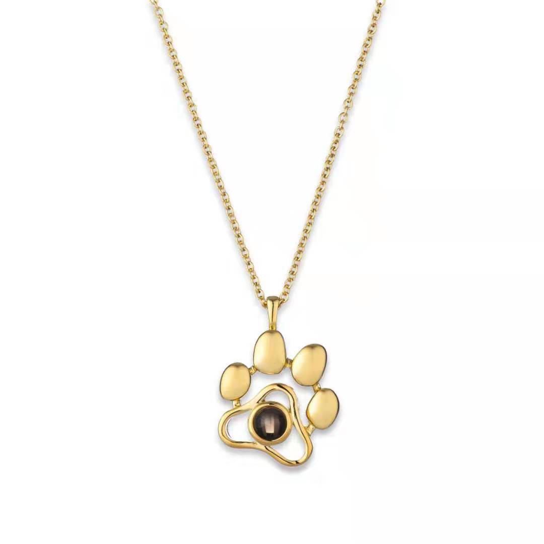 Footprint Color Photo Projection Necklace