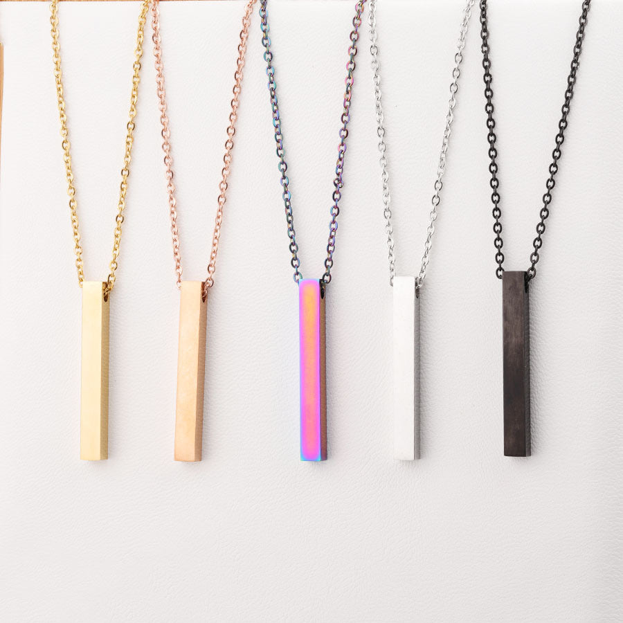 3D Engraved Bar Necklace (Choose Font)