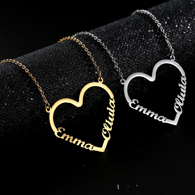 Stainless Steel Custom Name Heart Necklace