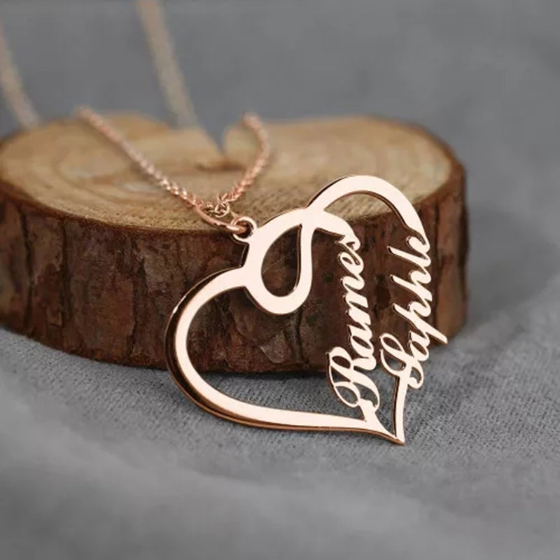 Double Name Personalized Heart Necklace