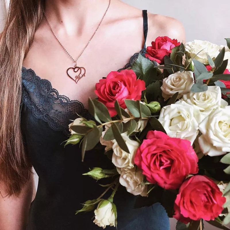Double Name Personalized Heart Necklace