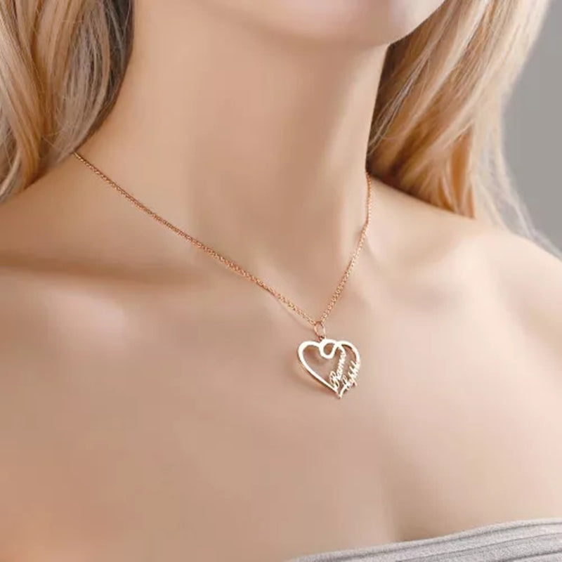 Double Name Personalized Heart Necklace