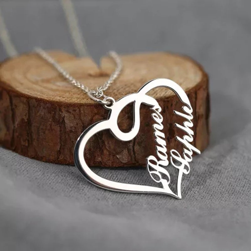 Double Name Personalized Heart Necklace