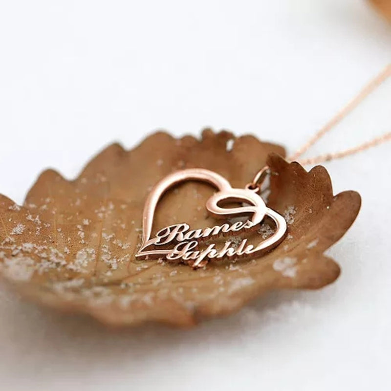 Double Name Personalized Heart Necklace