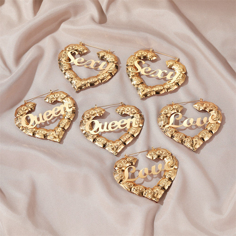 Bamboo Heart Earrings