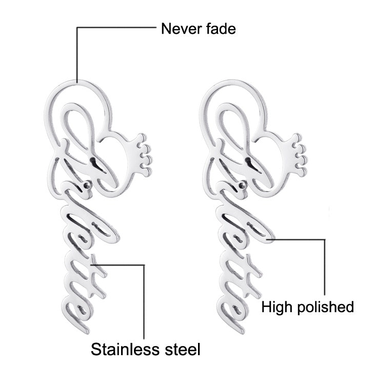 Stainless Steel Letter Monogram Earrings