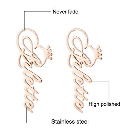Stainless Steel Letter Monogram Earrings