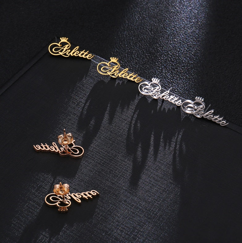 Stainless Steel Letter Monogram Earrings