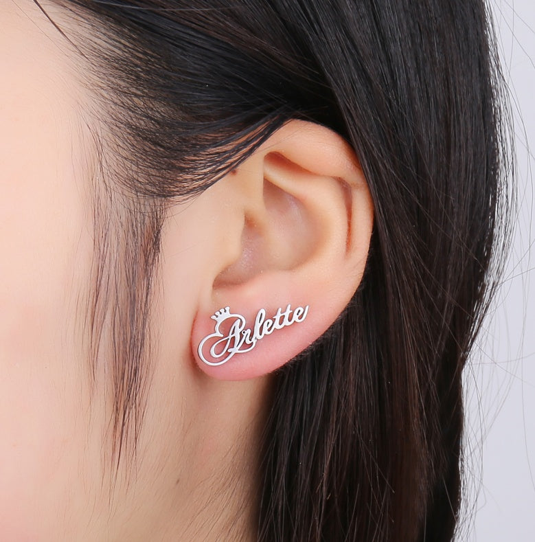 Stainless Steel Letter Monogram Earrings