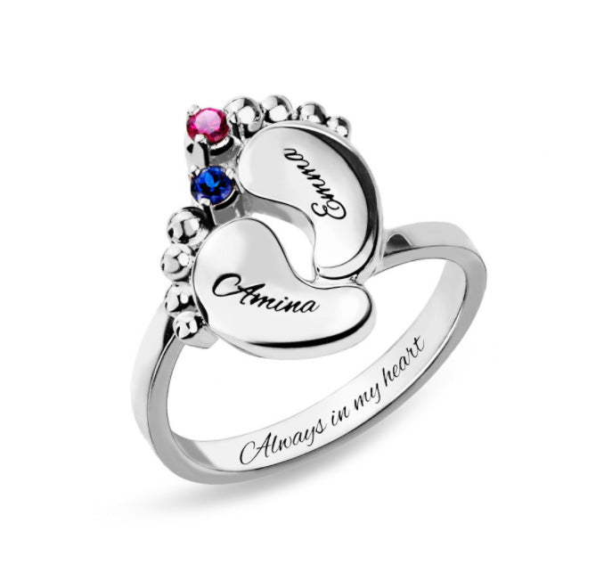 S925 Foot Name Ring