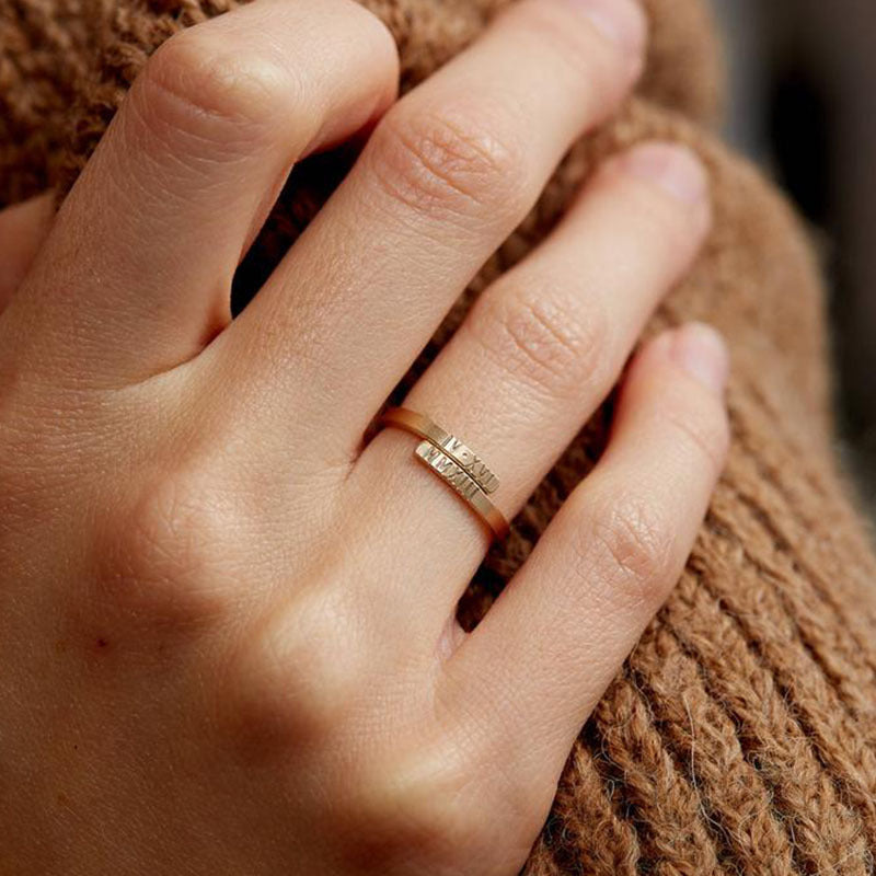 Couple Custom Name Ring Gold Plated