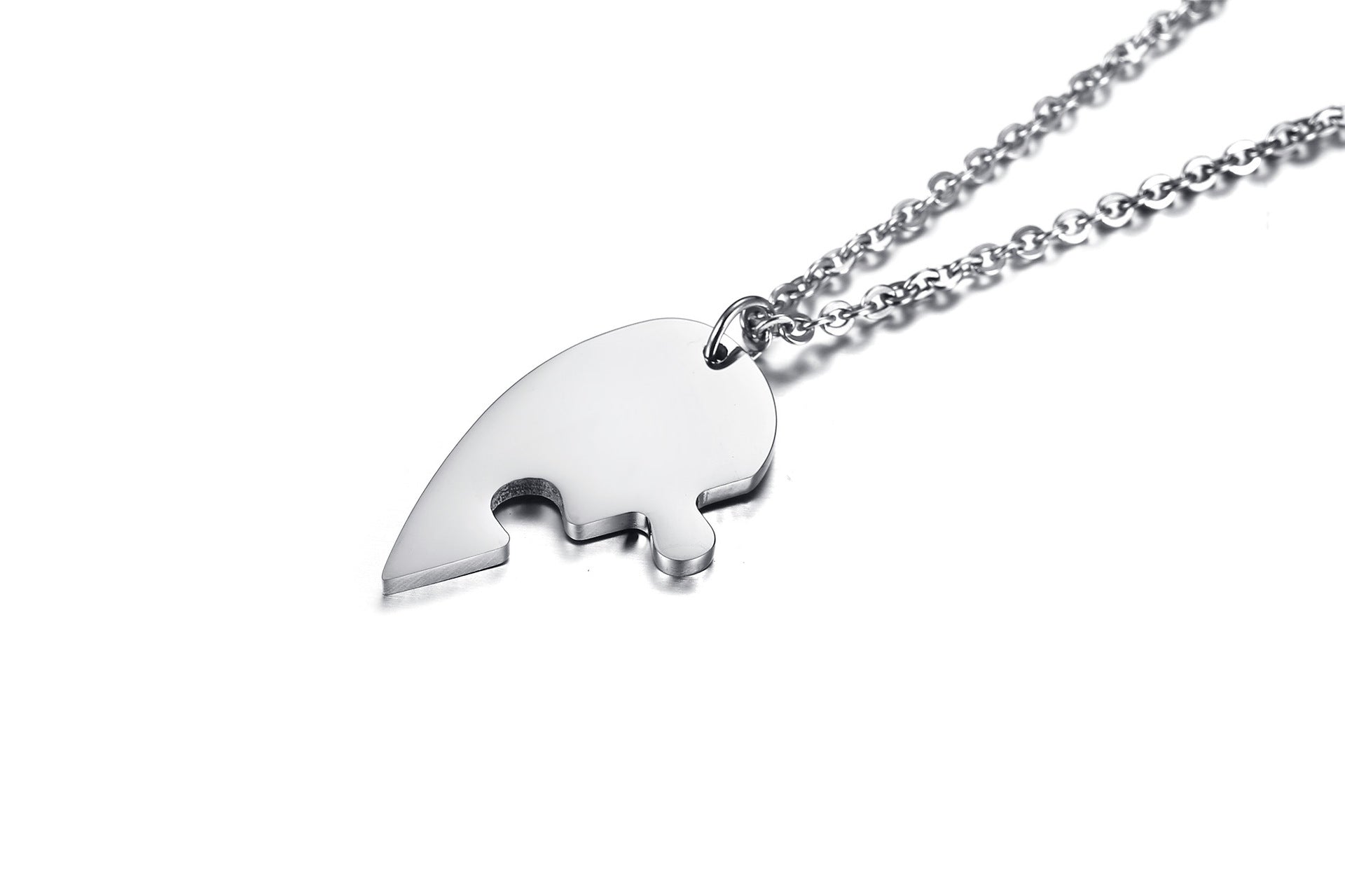 Titanium Steel Heart-Shaped Two-Piece Puzzle Necklace