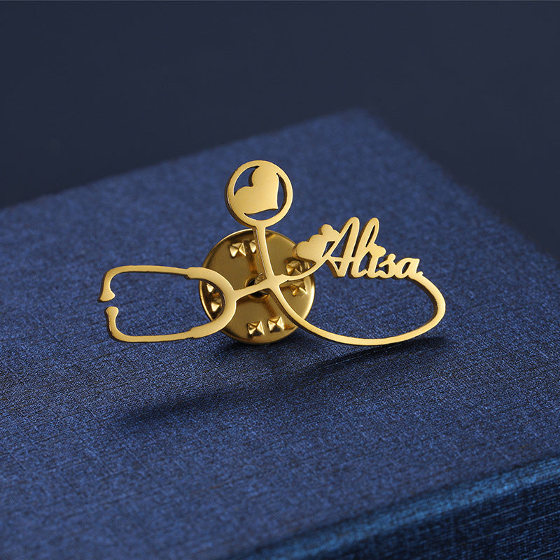 Stainless Steel Custom Stethoscope Brooch Medical Professional
