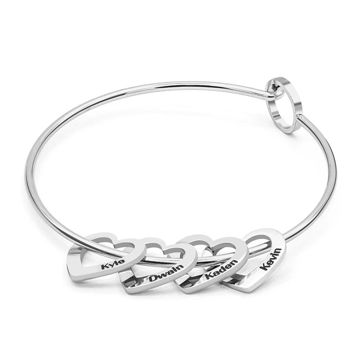 Titanium Steel Hollow Heart Charm Bracelet