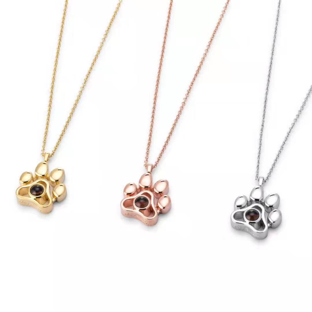 Footprint Color Photo Projection Necklace