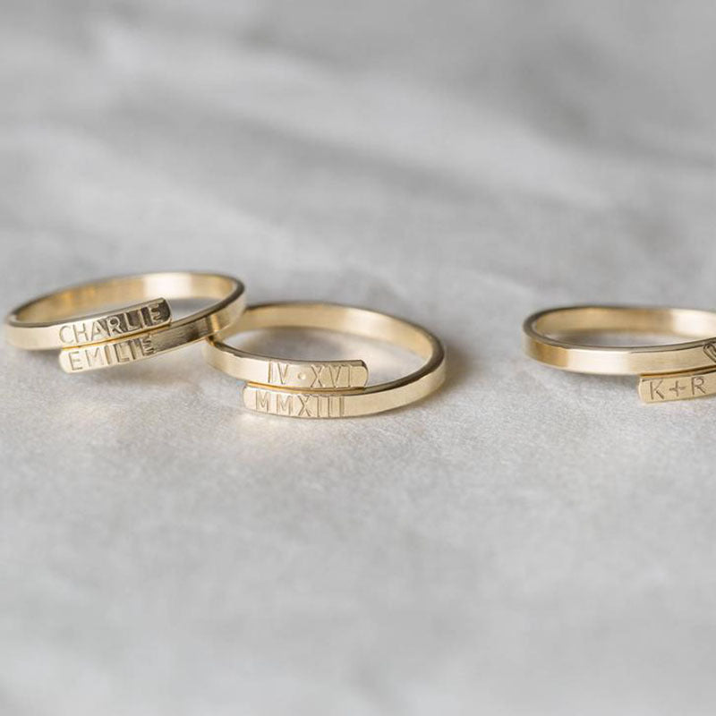 Couple Custom Name Ring Gold Plated