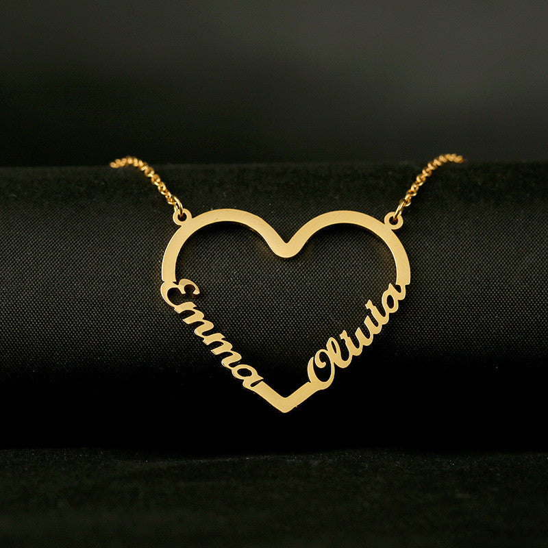 Stainless Steel Custom Name Heart Necklace