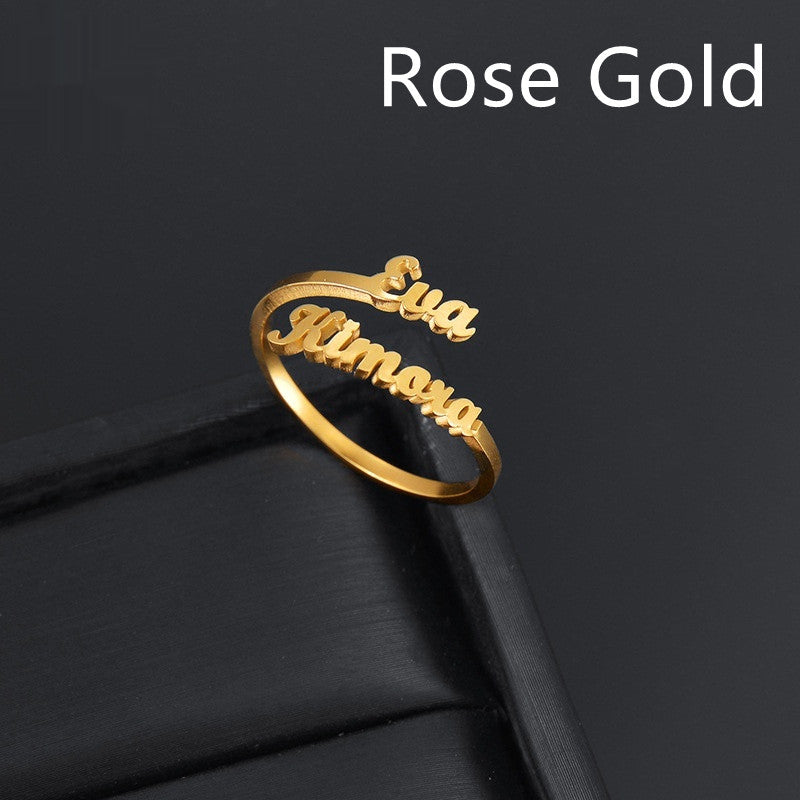 English Letter Titanium Steel Ring