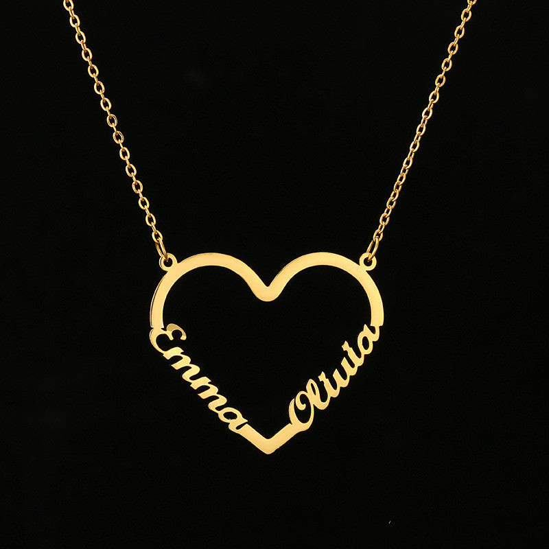 Stainless Steel Custom Name Heart Necklace