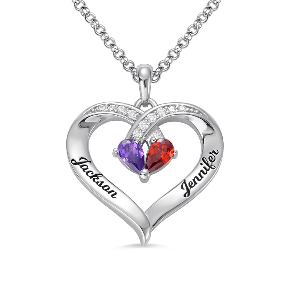 Heart-shaped Custom Gem Pendant Necklace