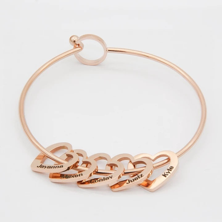 Titanium Steel Hollow Heart Charm Bracelet