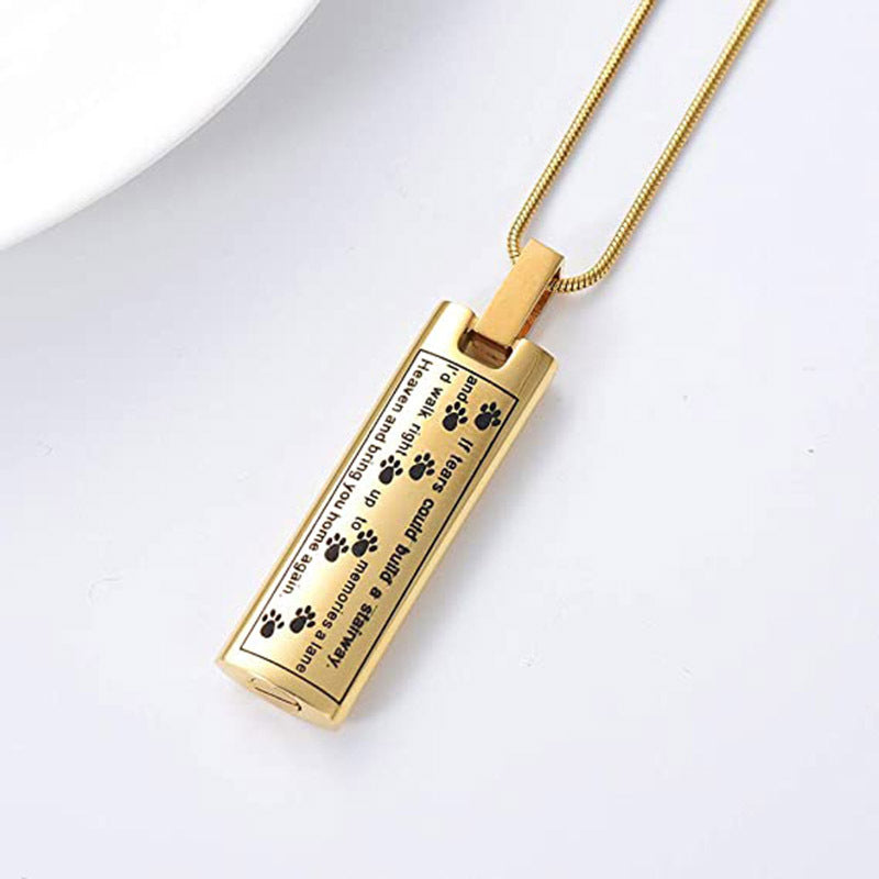 Cylindrical Pet Urn Necklace Openable