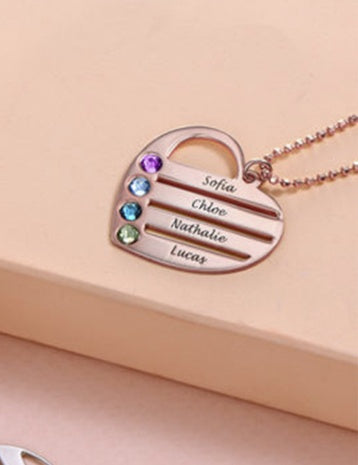 Custom Engraved Name S925 Silver Birthstone Necklace