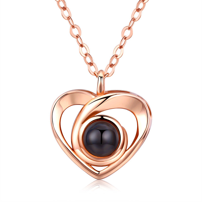 S925 Silver Photo Projection Necklace Heart Shaped