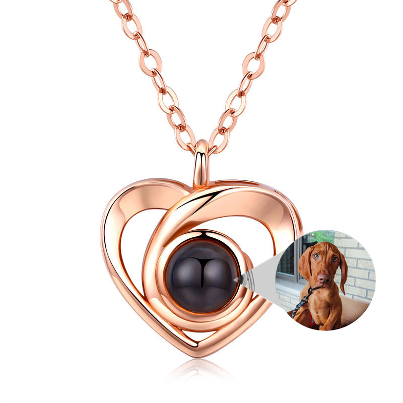 S925 Silver Photo Projection Necklace Heart Shaped