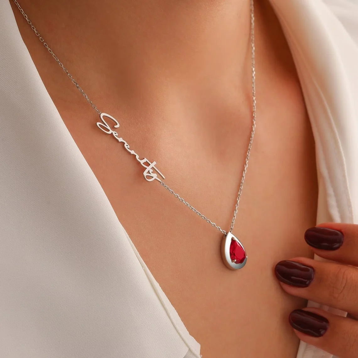 Birthday Stone Letter Necklace