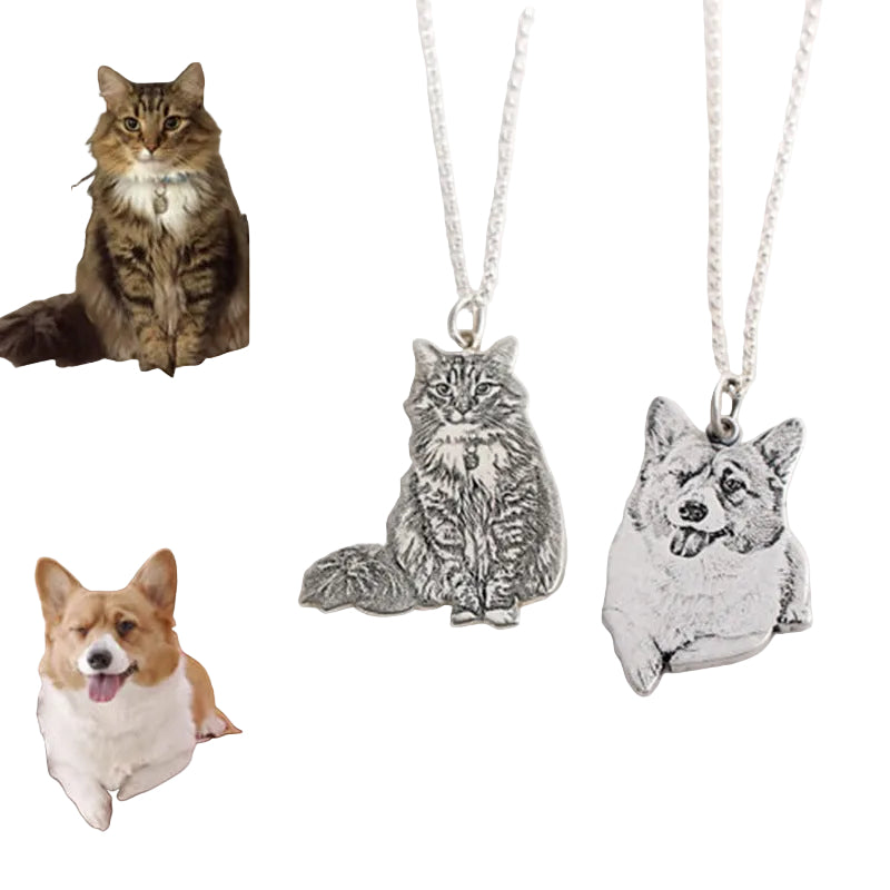 925 Silver Customized Animal Photo Necklace
