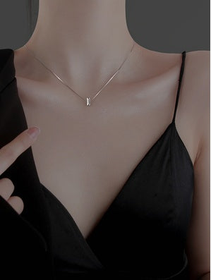 Sterling Silver Collarbone Chain Alphabet Necklace