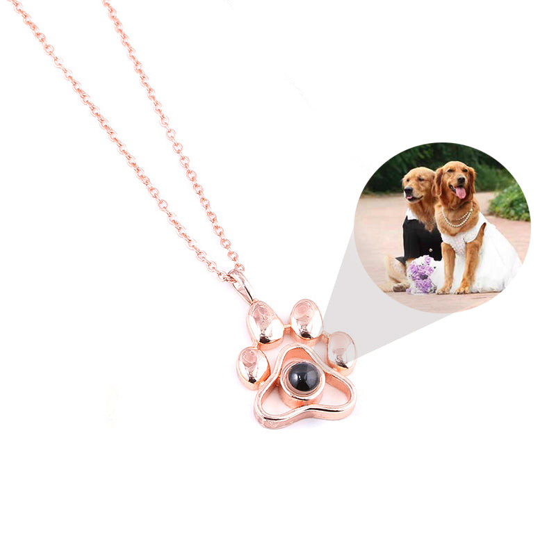 Footprint Color Photo Projection Necklace