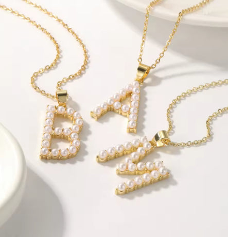 Pearl Initial Pendent Necklace