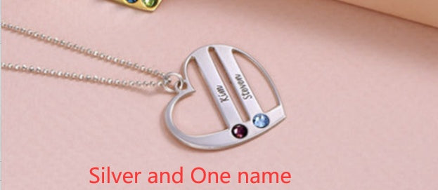 Custom Engraved Name S925 Silver Birthstone Necklace