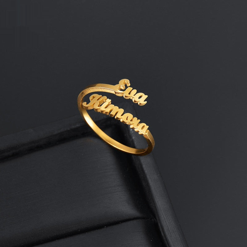 English Letter Titanium Steel Ring