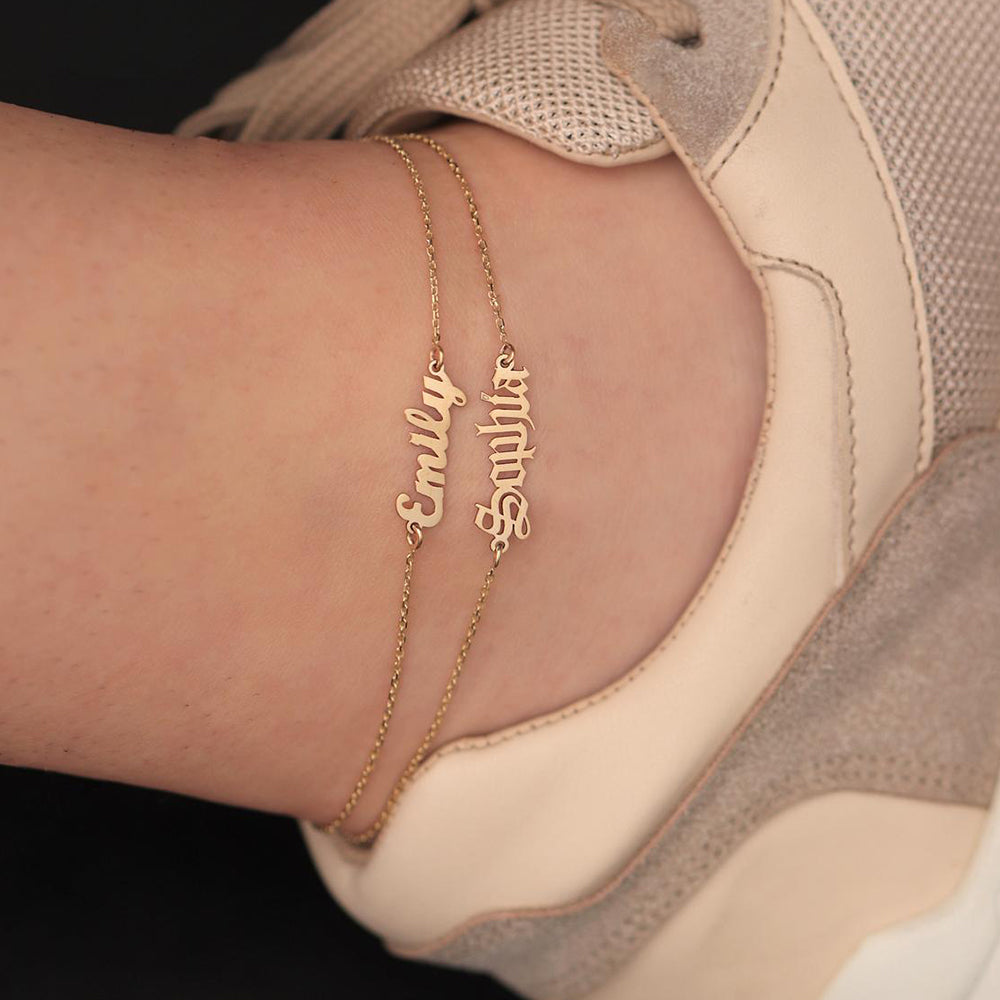 Custom 316L Stainless Steel Jewelry, English Alphabet Name Anklet