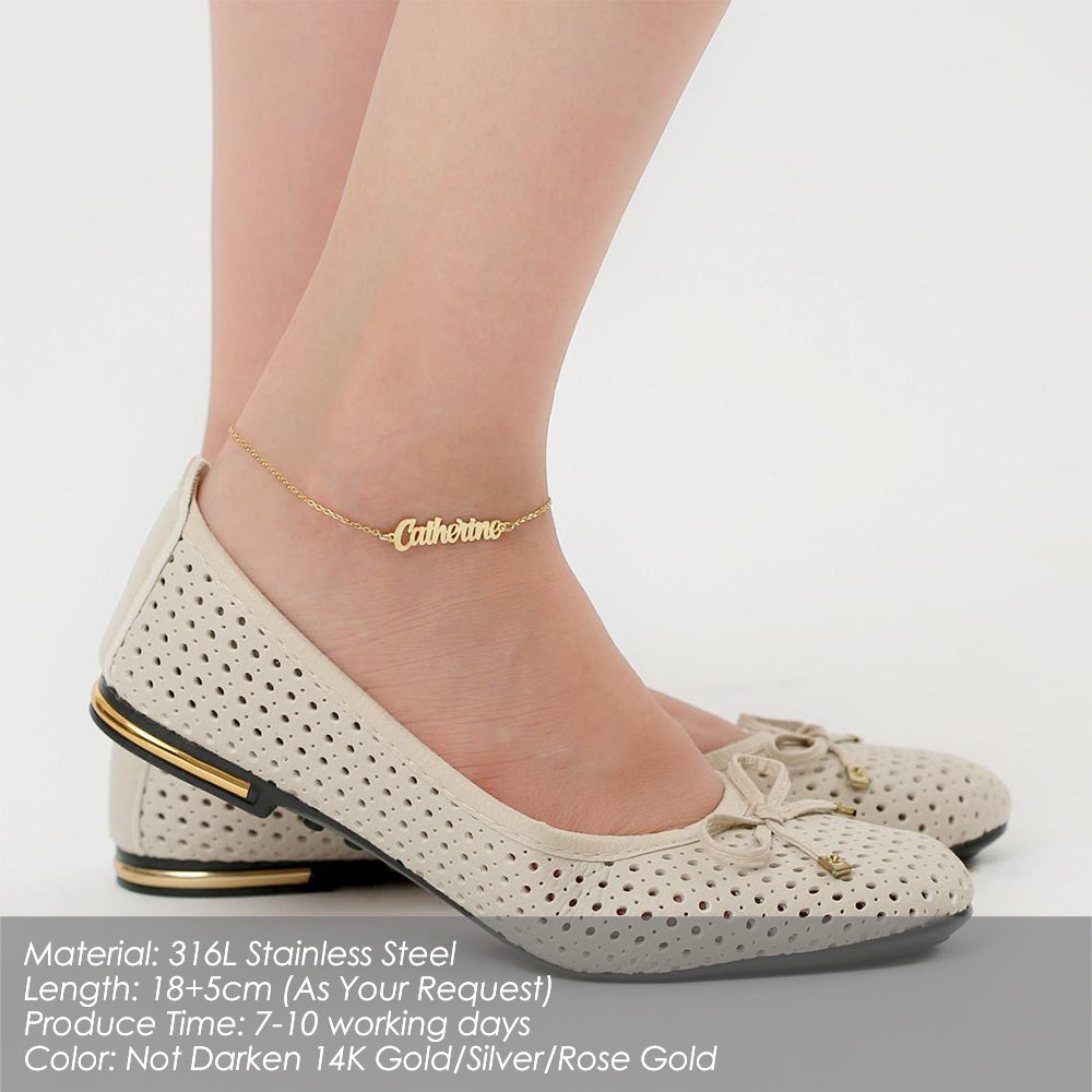 Custom 316L Stainless Steel Jewelry, English Alphabet Name Anklet