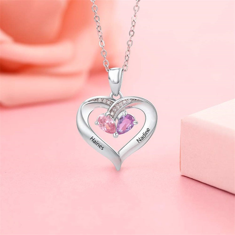 Heart-shaped Custom Gem Pendant Necklace