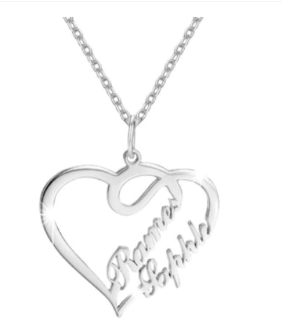 Double Name Personalized Heart Necklace