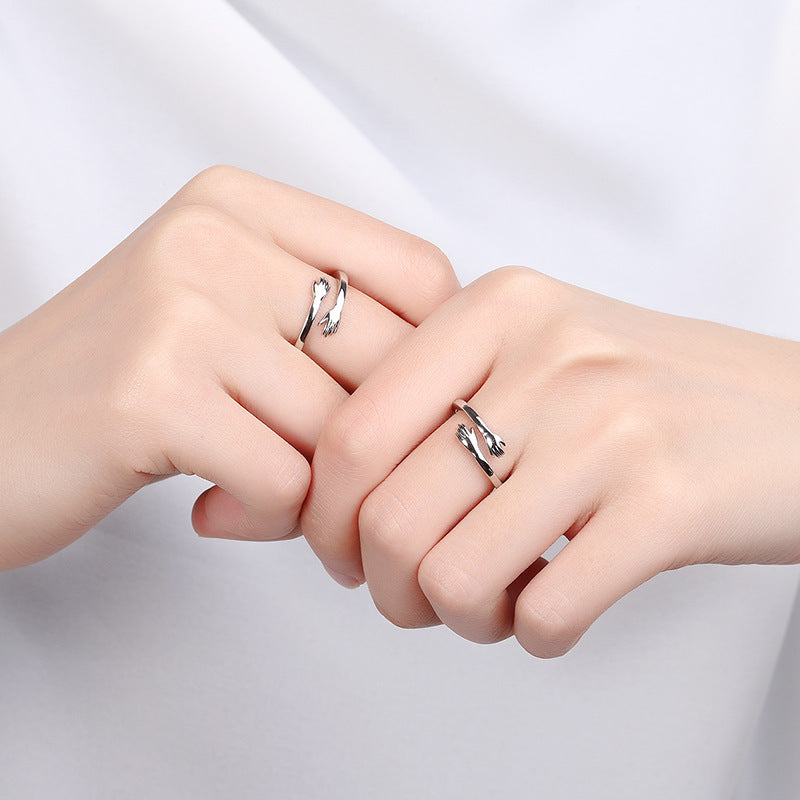 S925 Silver Hug Palm Ring