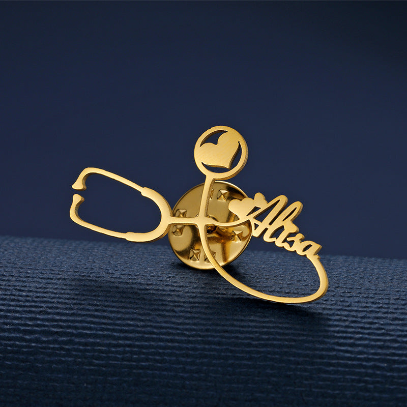 Stainless Steel Custom Stethoscope Brooch Medical Professional