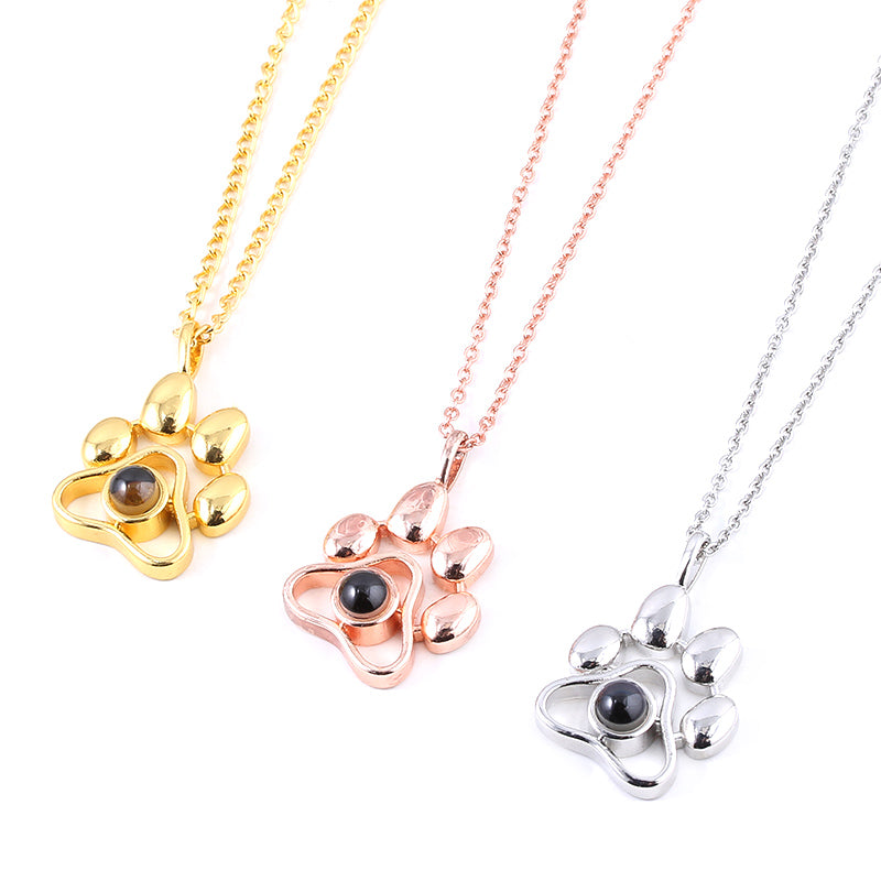 Footprint Color Photo Projection Necklace