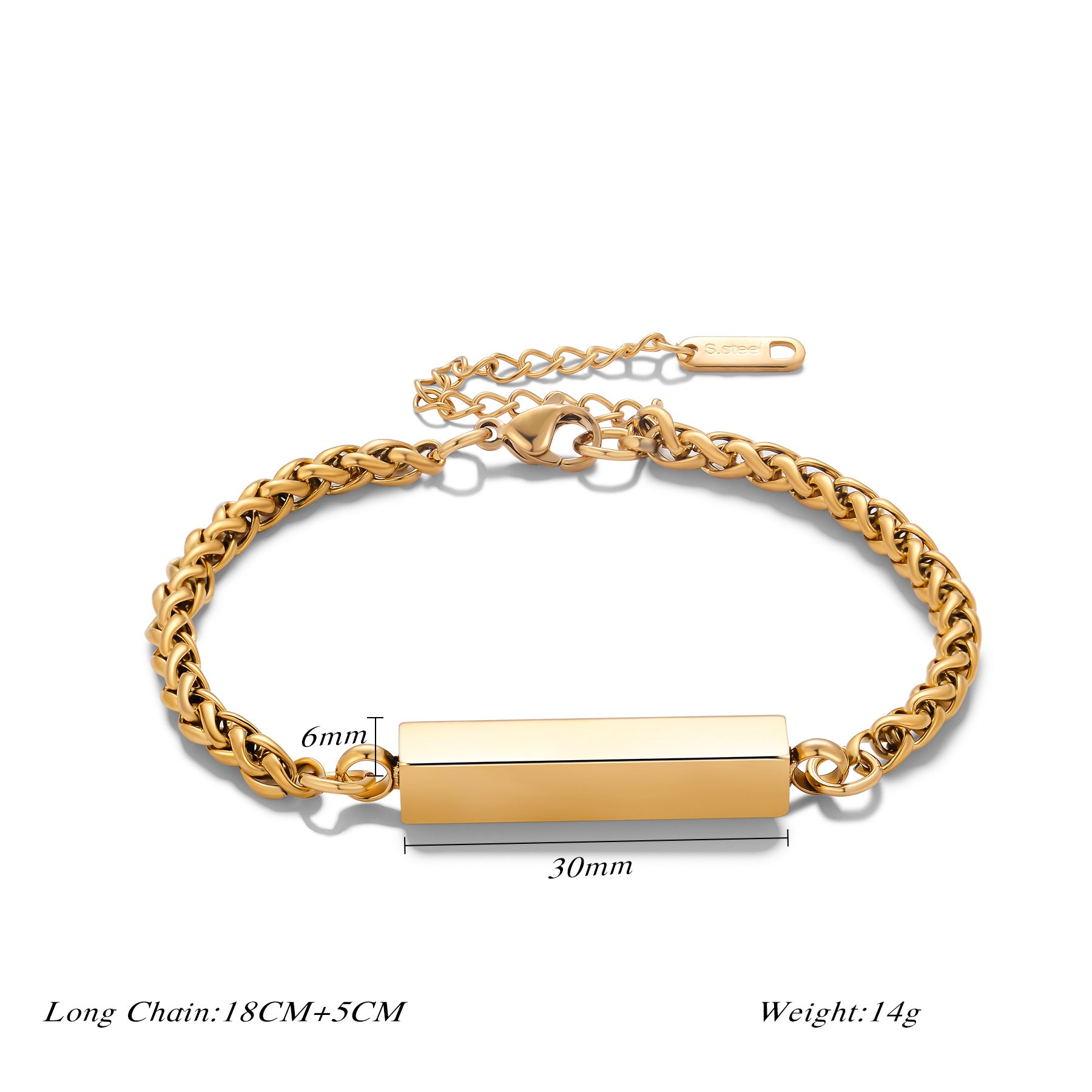 Stainless Steel Rectangular Bracelet Unisex