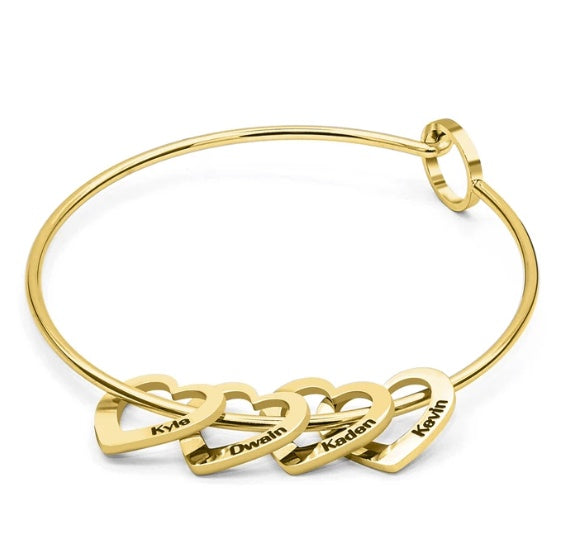 Titanium Steel Hollow Heart Charm Bracelet